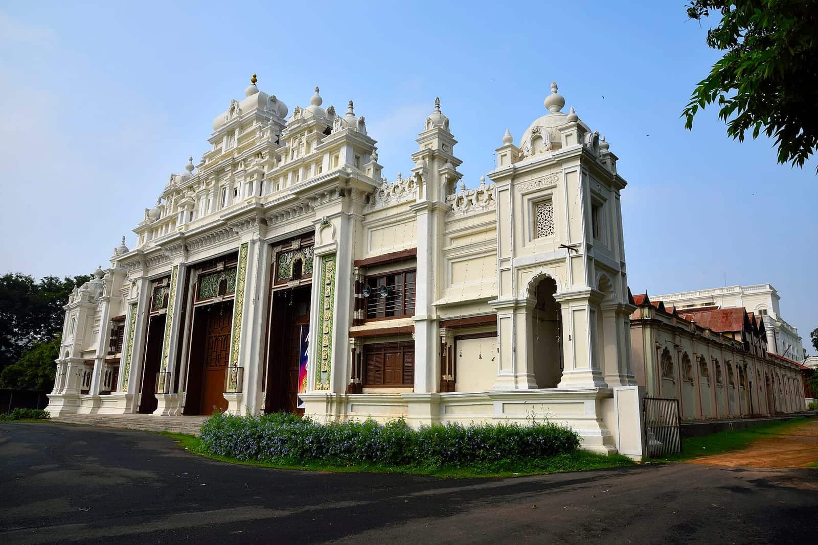 The ornate façade of Jaganmohan Palace in Mysuru
