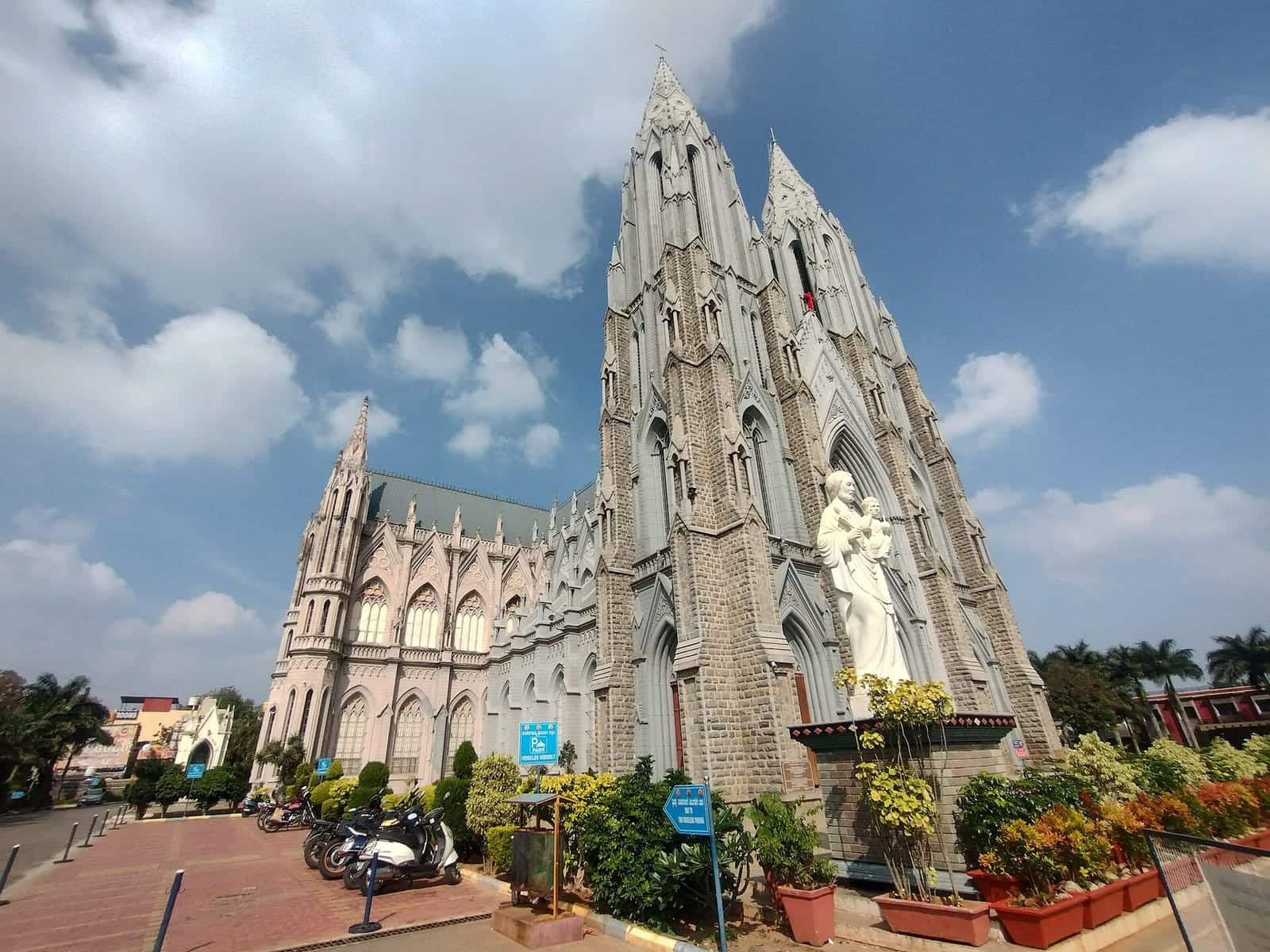 The twin Gothic spires of St. Philomena's Church, Mysuru