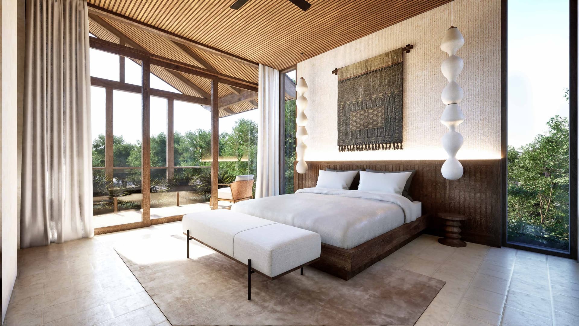 Bedroom inside an Ayana Woods villa