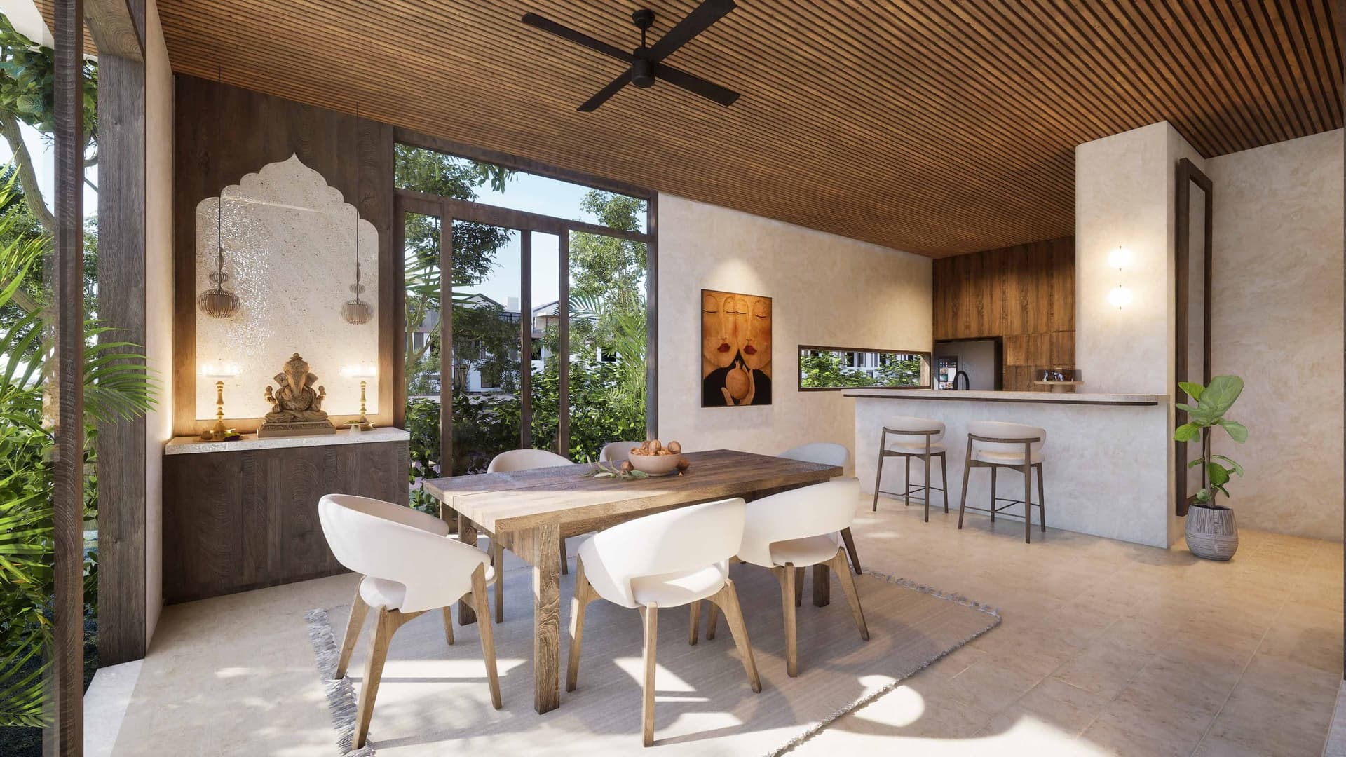 Dining inside an Ayana Woods villa