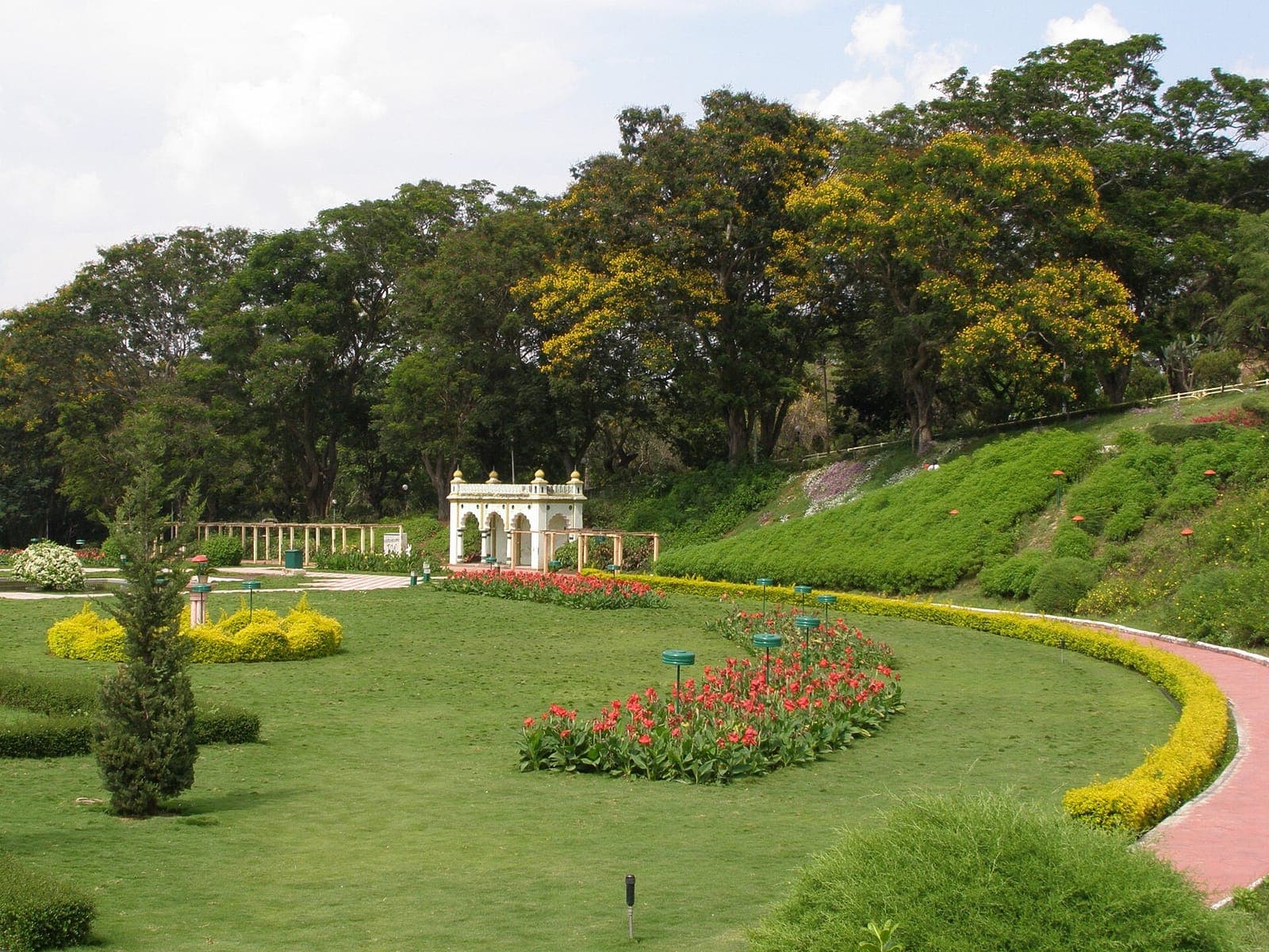 Terraced lawns and flowerbeds at Brindavan Gardens