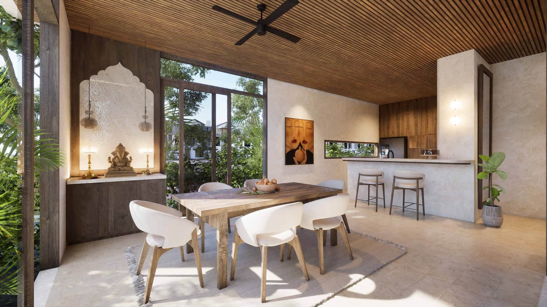 Dining inside an Ayana Woods villa