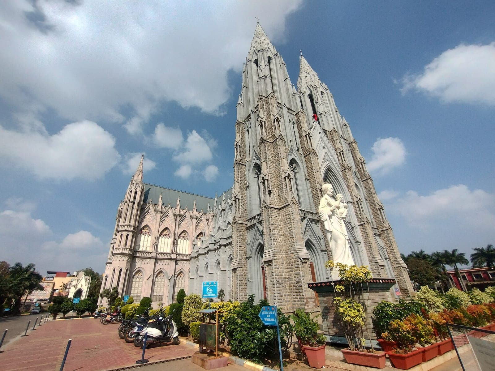 The twin Gothic spires of St. Philomena's Church, Mysuru